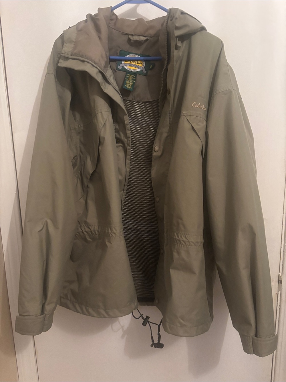 Cabela's Men's Olive Green Hooded Raincoat